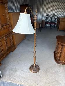 Free delivery used Vintage Wooden Floor Lamp with Cream Shade