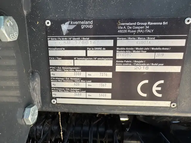 2019 Kubota BV4580 Baler LIKE NEW - Photo 3