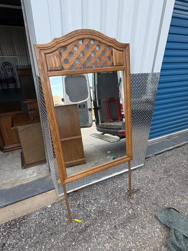 Free delivery used Vintage Wooden Arched Mirror - Photo 2