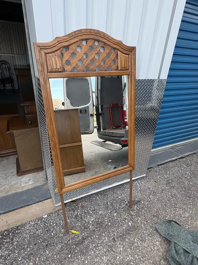 Free delivery used Vintage Wooden Arched Mirror - Photo 3