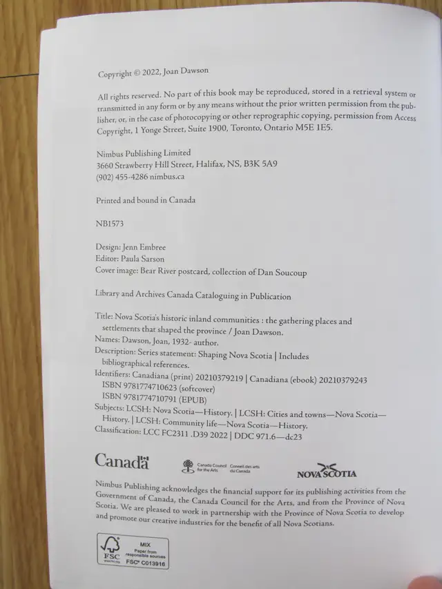 NOVA SCOTIA'S HISTORIC INLAND COMMUNITIES by Joan Dawson – 2022 - Photo 2