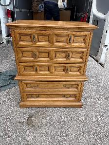Free delivery used Solid Oak Wood Dresser Chest of Drawers - Photo 8