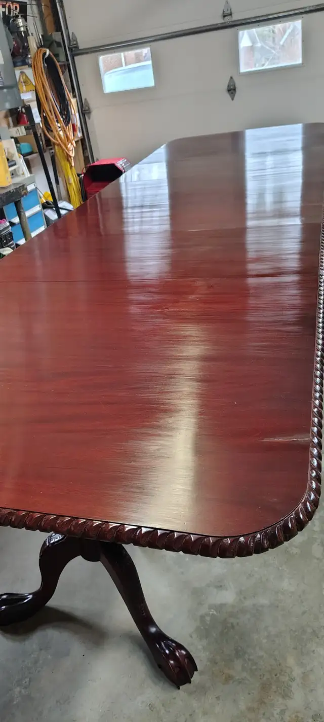 EXQUISE&RARE12PIEDSX46''AVEC3PIEDESTAUX TABLE ACAJOU CHIPPENDALE - Photo 2