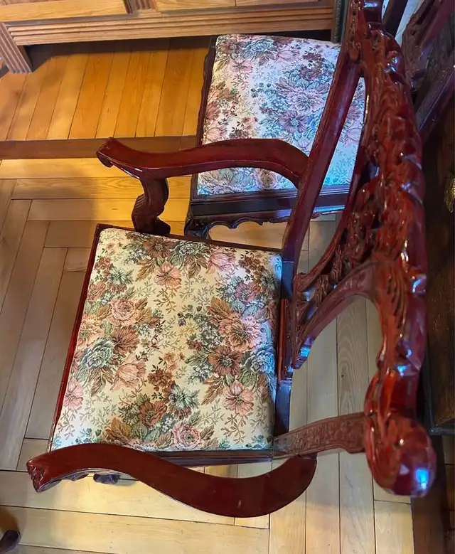 EXQUISE&RARE12PIEDSX46''AVEC3PIEDESTAUX TABLE ACAJOU CHIPPENDALE - Photo 5