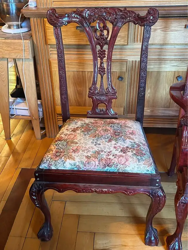 EXQUISE&RARE12PIEDSX46''AVEC3PIEDESTAUX TABLE ACAJOU CHIPPENDALE - Photo 7