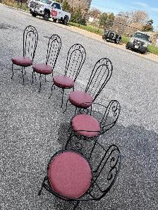 Free delivery used Set of 6 Vintage Wrought Iron Chairs - Photo 7
