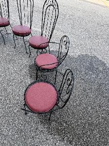 Free delivery used Set of 6 Vintage Wrought Iron Chairs - Photo 10