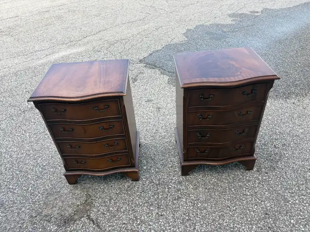 Free delivery used Vintage Wooden Nightstands - Set of 2