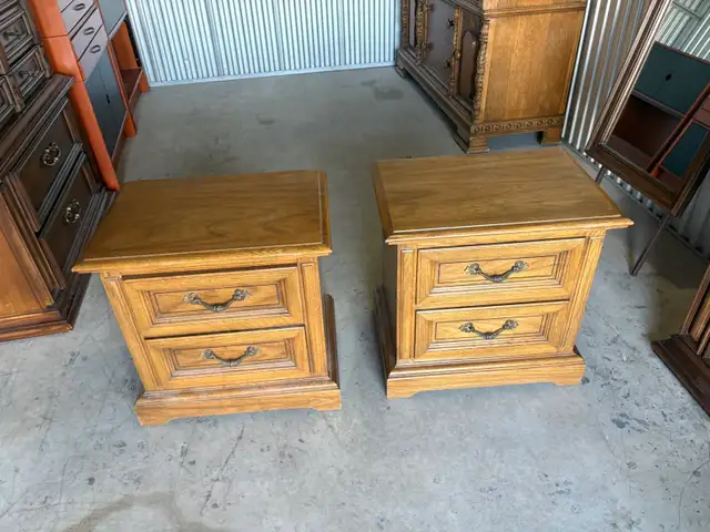 Free delivery used Pair of Vintage Wooden Nightstands