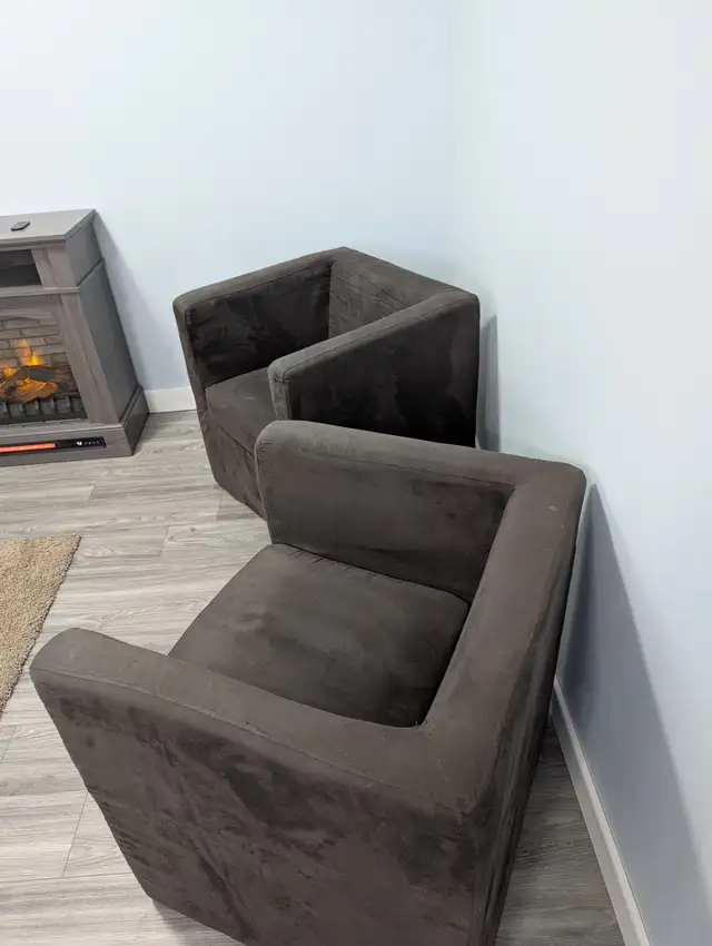 2 brown micro suede chairs for sale - Photo 2