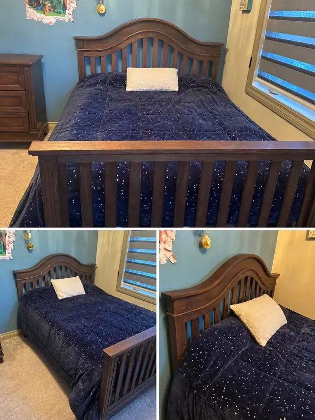 Solid wood double bed and dresser set - Photo 2