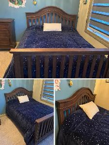 Solid wood double bed and dresser set - Photo 2