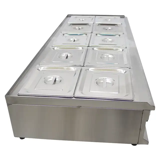 10-Pan Food Soup Warmer 110V Canteen Buffet Steam Heater 190916 - Photo 5