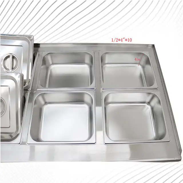 10-Pan Food Soup Warmer 110V Canteen Buffet Steam Heater 190916 - Photo 8