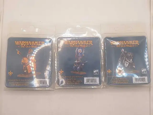 Warhammer Oldworld Kingdom of Bretonnia 3 Lords on Warhorse NiB