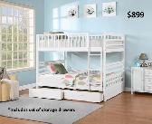 GREAT SELECTION OF DOUBLE/DOUBLE BUNK BEDS WITH STORAGE DRAWERS