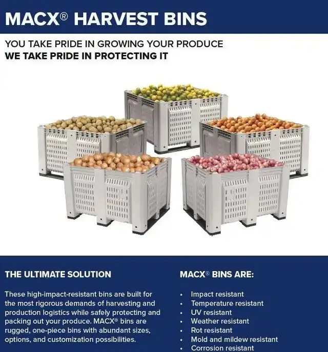 FOOD GRADE CONTAINERS. PICKING BINS, HARVEST BINS. PRODUCE BINS. - Photo 3