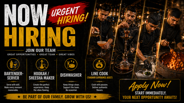 URGENT HIRING BARTENDER SERVER INDIAN LOUNGE NEAR YORK U