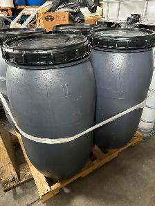 60 gallons - 220 lit.  FOOD GRADE, twisted open top plastic barr