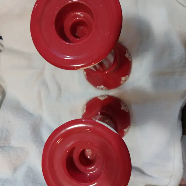 Red Pillar Candle Sticks - Photo 2