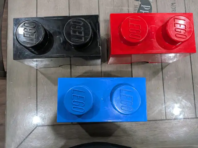 Gently Used lot of 3 Lego 2 Stud Storage Brick Containers - Photo 2