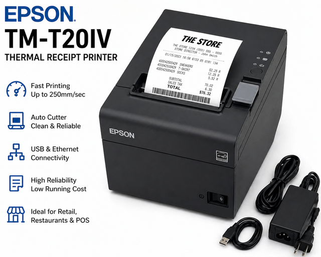 New Epson TM-T20IV Thermal Receipt Printer