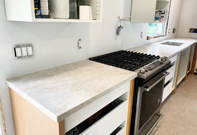Granite Countertop Grey Veined With Island - Photo 2