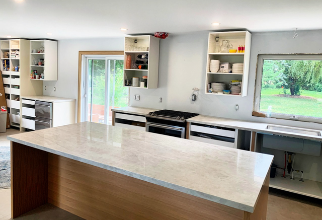 Granite Countertop Grey Veined With Island - Photo 4