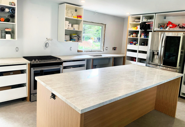 Granite Countertop Grey Veined With Island - Photo 5