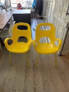 Nice wide yellow indoor chairs