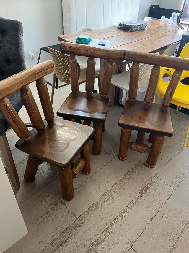 Very solid vintage farmhouse wood chairs