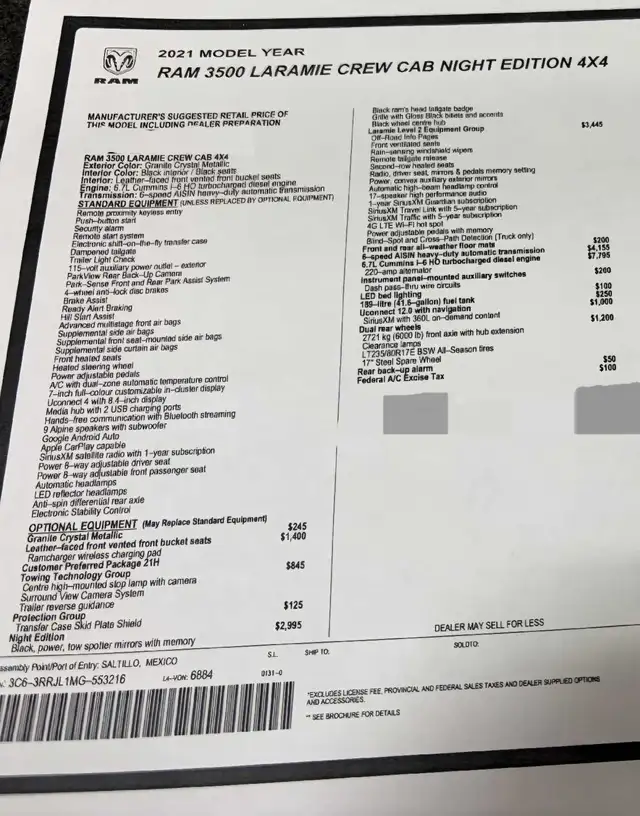 2021 RAM 3500 LARAMINE CREW CAB NIGHT EDITION 4X4 - Photo 6
