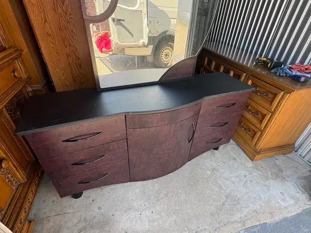 Free delivery used Curved Dresser with Mirror - Photo 5