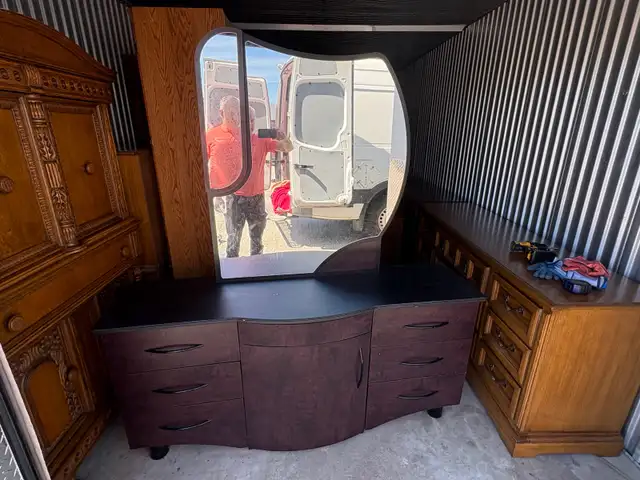 Free delivery used Curved Dresser with Mirror - Photo 6