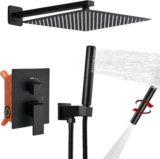 Brand New Matte Black Rainfall Shower Kit For Sale - Photo 2