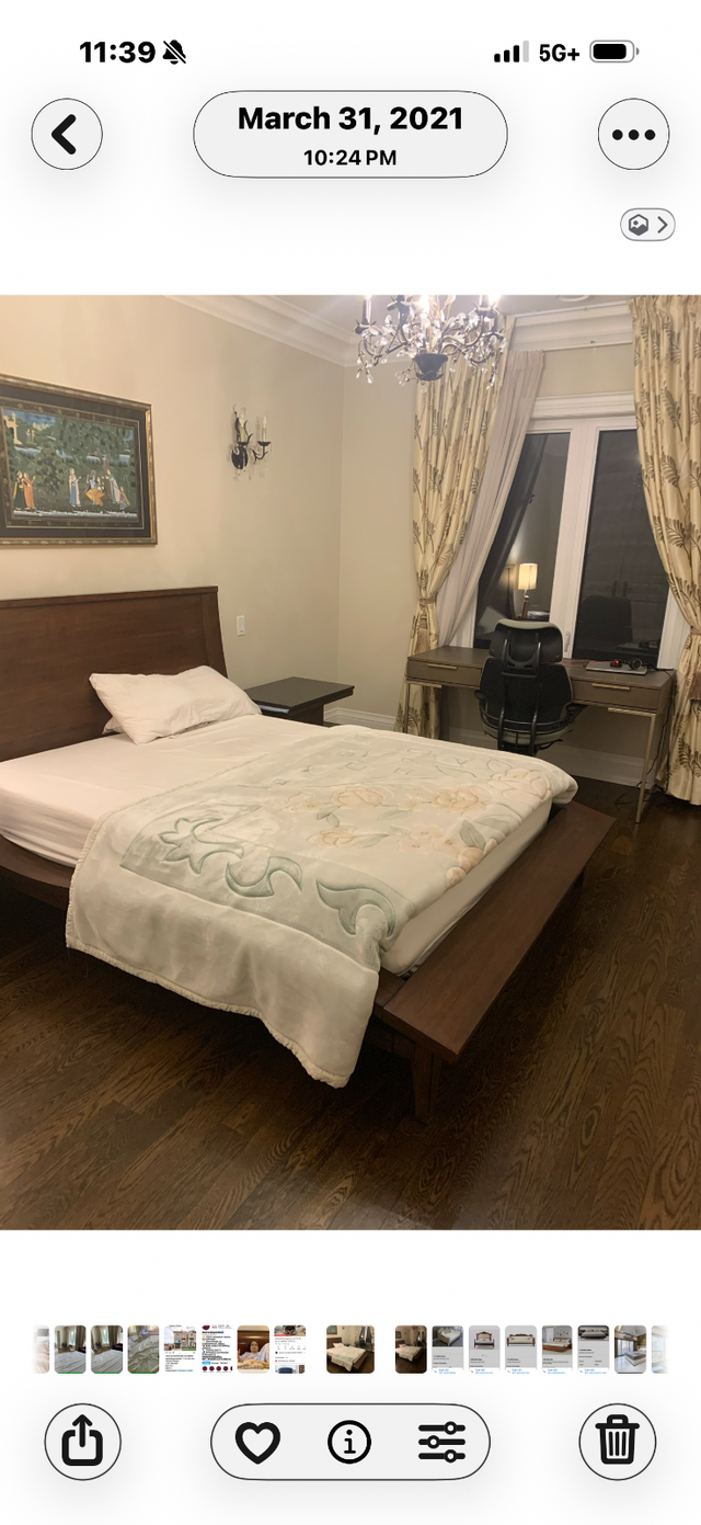 Solid wood queen bed with two side tables from berrymoor - Photo 2