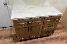 Plain White Quartz Countertop - Pinkish Grey Veins