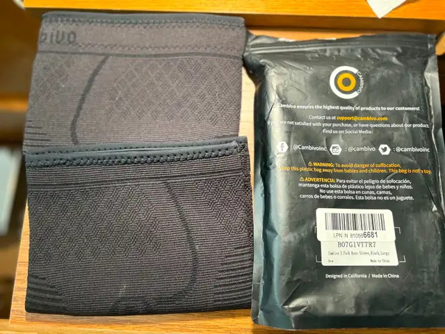 NEW CAMBIVO 2 PACK KNEE SLEEVE LG. BLK.