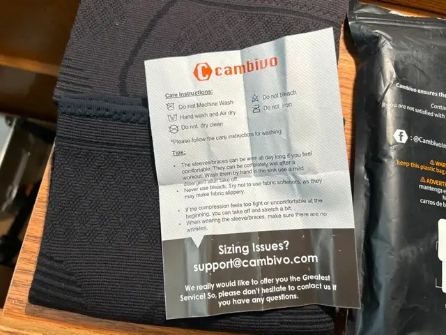 NEW CAMBIVO 2 PACK KNEE SLEEVE LG. BLK. - Photo 2