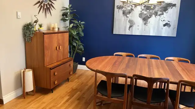 Mid century. TEAK TECK meubles. Lampe / Crédence, buffet disque - Photo 2