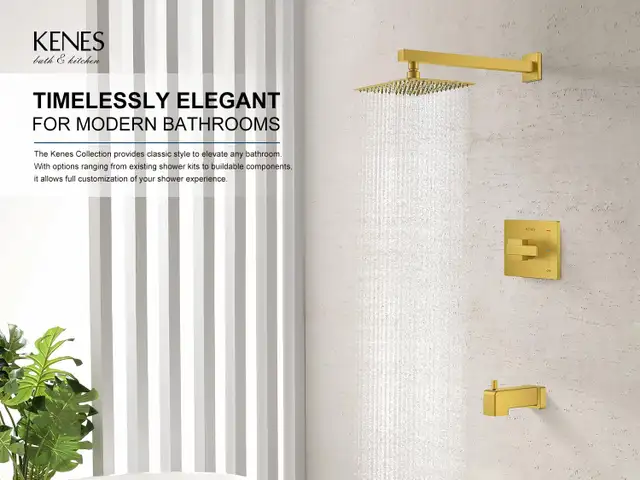 Brand New Gold Rainfall Shower Tub Kit For Sale - Photo 3