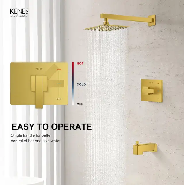 Brand New Gold Rainfall Shower Tub Kit For Sale - Photo 5