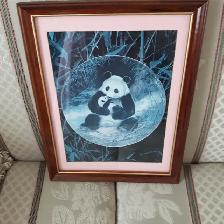 BEAU CADRE VITRÉ 10'x14' MAMAN PANDA SON BÉBÉ DANS BRAS: $20.00