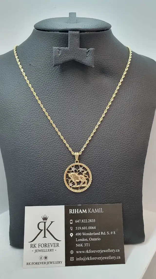 14k yellow gold chain & pendant # 387_16