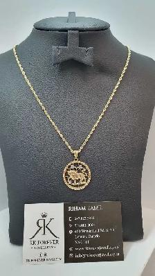 14k yellow gold chain & pendant # 387_16