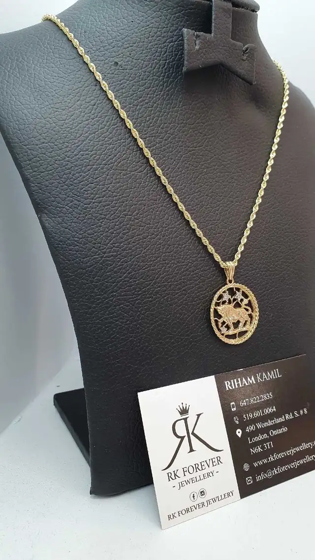 14k yellow gold chain & pendant # 387_16 - Photo 3