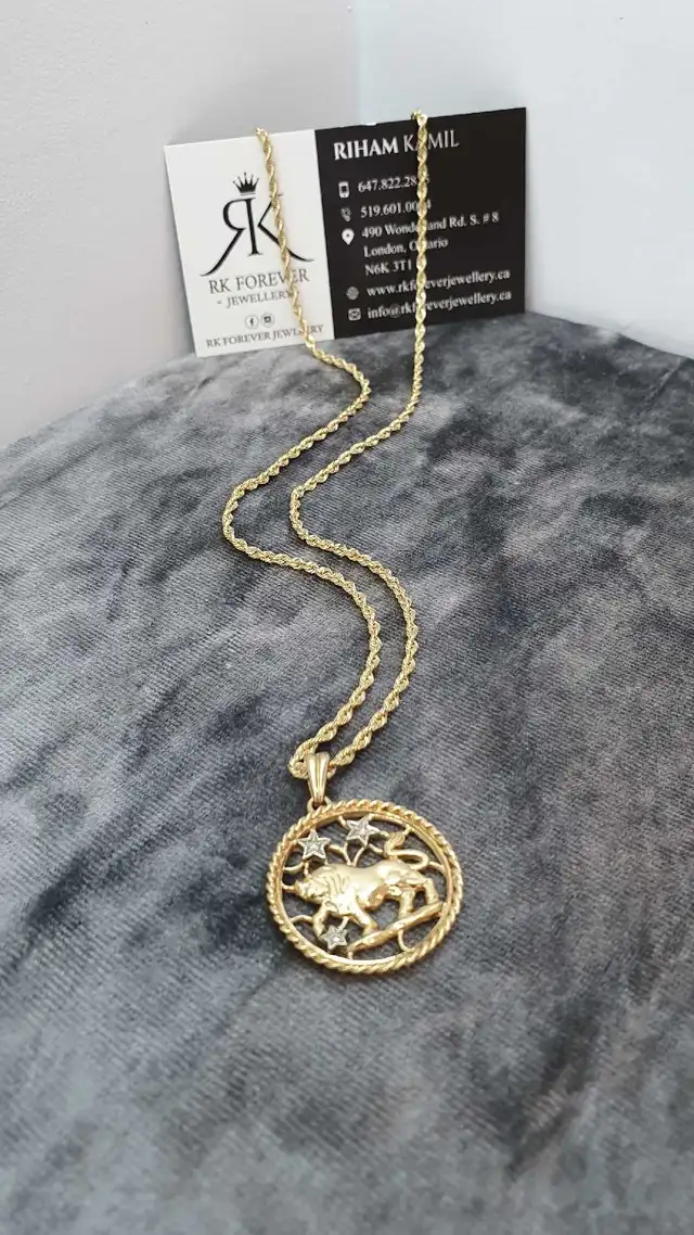 14k yellow gold chain & pendant # 387_16 - Photo 4