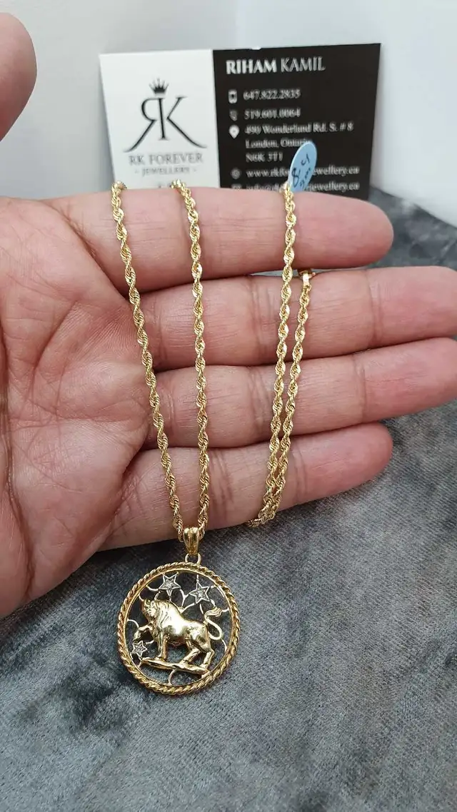 14k yellow gold chain & pendant # 387_16 - Photo 5