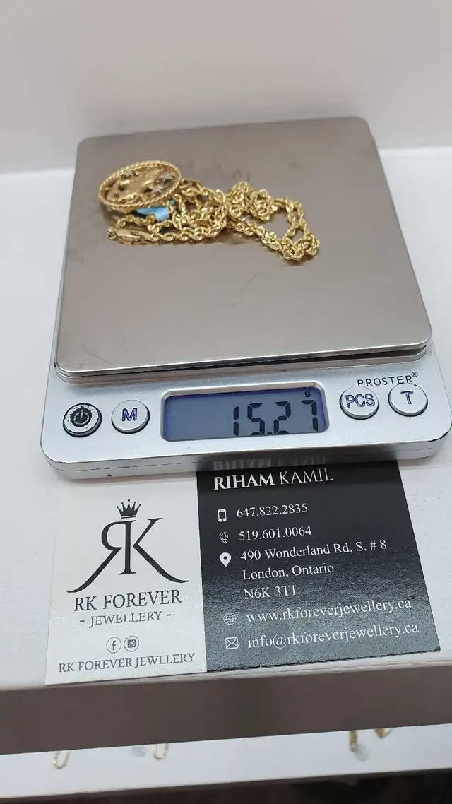 14k yellow gold chain & pendant # 387_16 - Photo 6