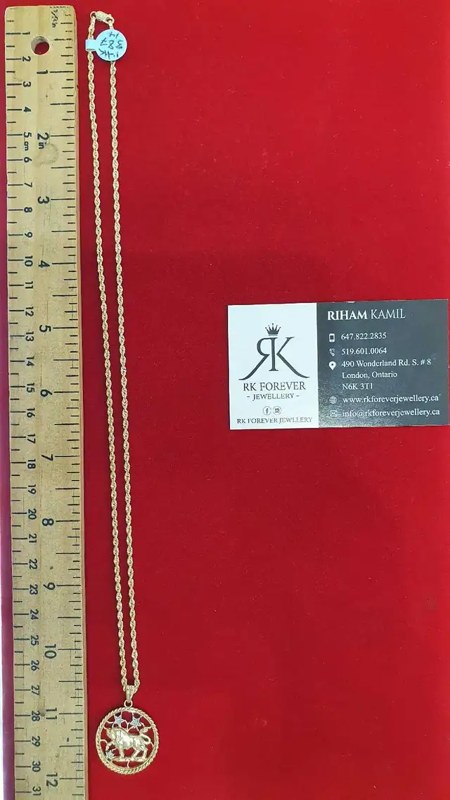 14k yellow gold chain & pendant # 387_16 - Photo 7